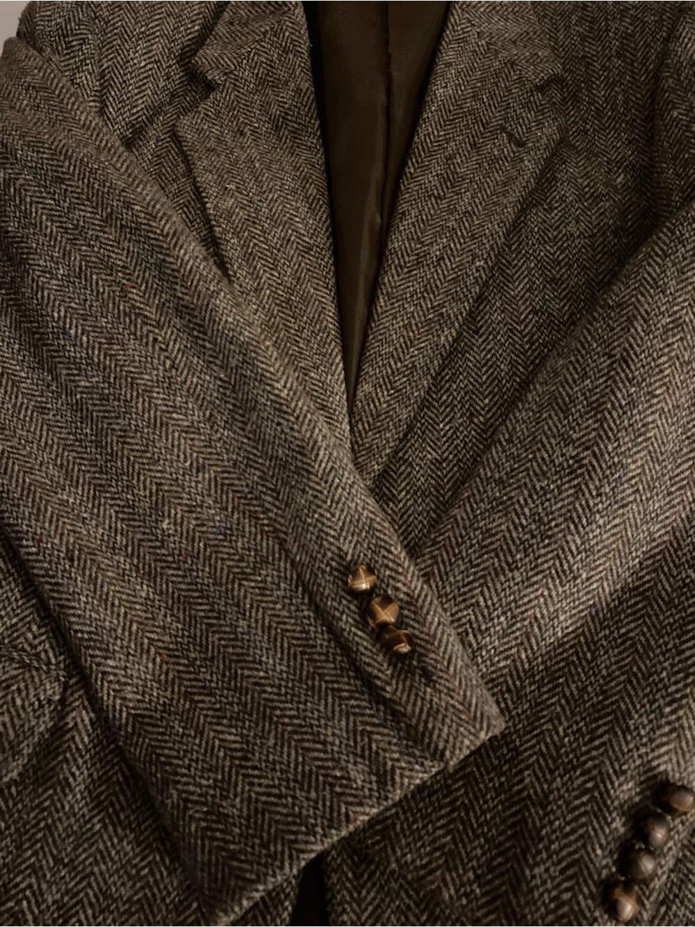 Classic Herringbone Wool Blazer - brown